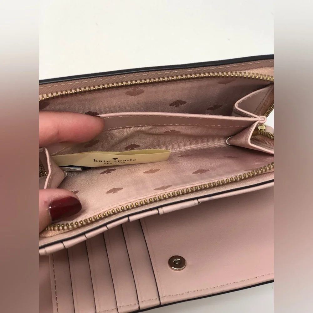 kate spade Dusty Pink Saffiano Zip Wallet